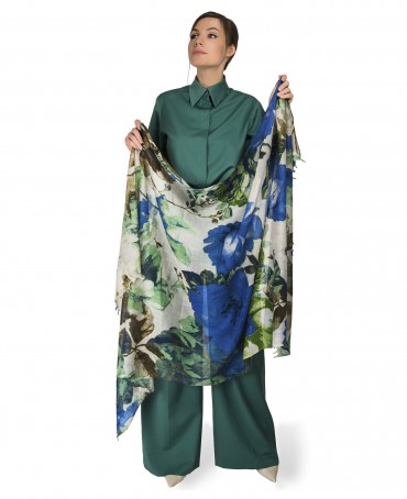 Палантин Женский W40-PORTE.FLEUR/VERTE